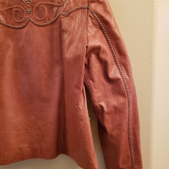 Cripple Creek Women's Medium (M) Vintage Genuine Leather Jacket - Studded/Lined - Picture 7 of 12